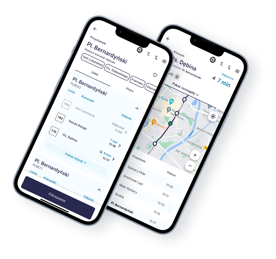 Obraz przedstawiający dwa ekrany dotyczące modułu rozkładu jazdy